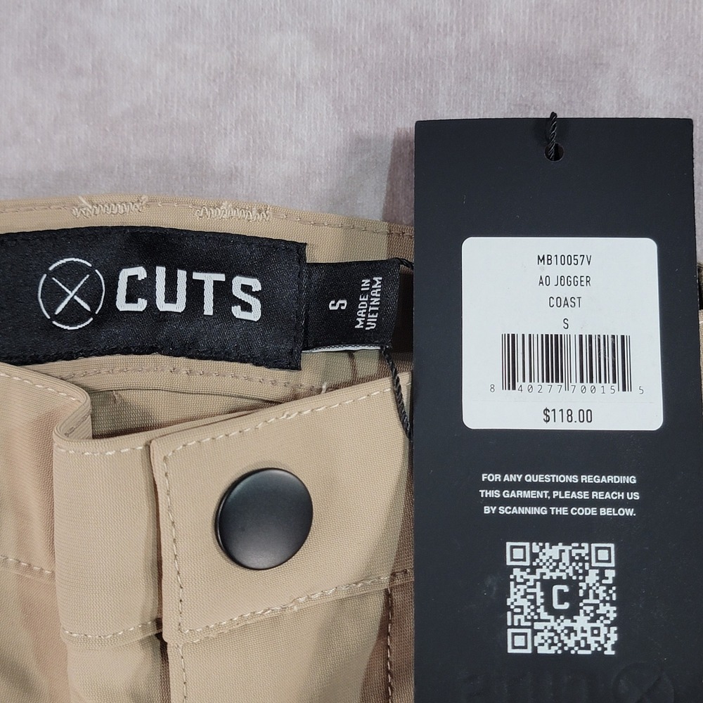 Cuts AO Jogger Mens Small Coast Tan Performance Tapered Pants MB10057V NEW - Picture 3 of 9